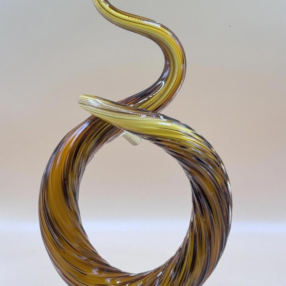 Murano Glassware Hand Blown Amber Twisted Spiral Knot Art Sculpture 10.5”H VTG - Picture 2 of 7